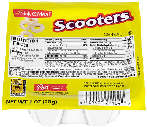 Malt O Meal Scooters Cereal, 1 Ounce -- 96 per case.