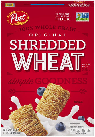 Post Spoon Size Shredded Wheat Cereal, 16.4 Ounce -- 6 per case.