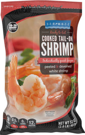 Seamazz 16/20 Peeled and Deveined Tail on Cooked White Shrimp, 2 Pound -- 5 per case.
