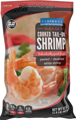 Seamazz 16/20 Peeled and Deveined Tail on Cooked White Shrimp, 2 Pound -- 5 per case.
