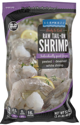 Seamazz 16/20 Peeled and Deveined Tail on Raw White Shrimp, 2 Pound -- 5 per case.