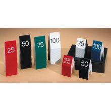 CalMil Number Tent, Red/White, Sequence 26 to 50, 3 1/2 x 5 inch -- 1 set.
