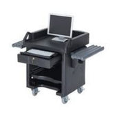 Cambro Black Versa Cart with Dual Tray Rails and Heavy Duty Caster, 52 3/4 x 32 1/4 x 43 inch.