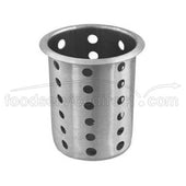 Alegacy Stainless Steel Perforated Flatware Cylinder, 5 1/2 x 4 1/2 x 4 1/2 inch.