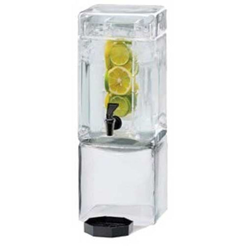 Cal Mil 1.5 Gallon Acrylic Clear Square Beverage Dispenser with Infusion Chamber, 7.125 x 9.125 x 18.375 inch.