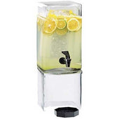Cal Mil 1.5 Gallon Square Acrylic Clear Beverage Dispenser with Ice Chamber, 7.125 x 9.125 x 18.375 inch.