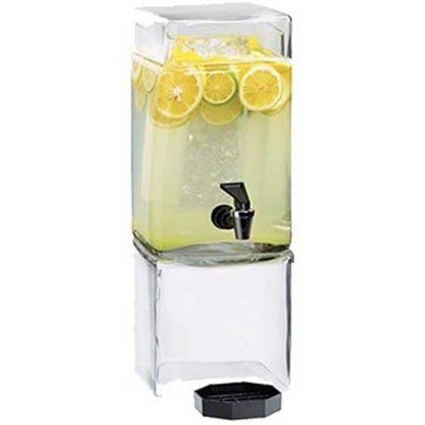 Cal Mil 1.5 Gallon Square Acrylic Clear Beverage Dispenser with Ice Chamber, 7.125 x 9.125 x 18.375 inch.