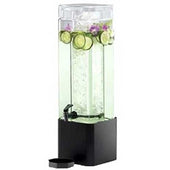 Cal Mil 3 Gallon Clear Glass Classic Square Beverage Dispenser with Black Metal Base, 7 x 9 x 26.5 inch.