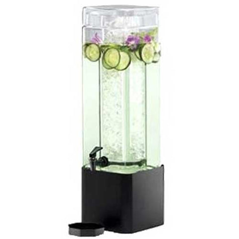 Cal Mil 3 Gallon Clear Glass Classic Square Beverage Dispenser with Black Metal Base, 7 x 9 x 26.5 inch.