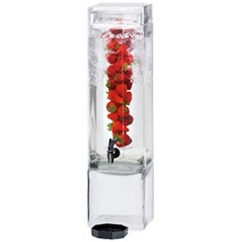 Cal Mil 3 Gallon Acrylic Square Clear Beverage Dispenser with Infusion Chamber, 7 x 9 x 26.5 inch.