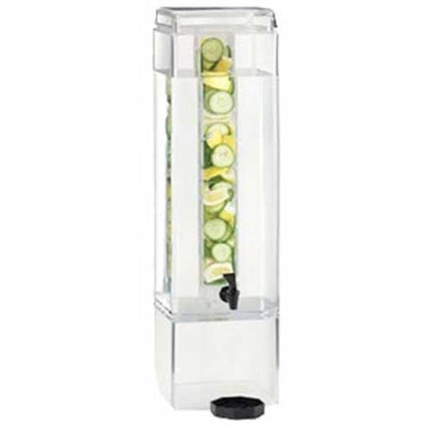 Cal Mil 5 Gallon Acrylic Square Clear Beverage Dispenser with Infusion Chamber and Handles, 8.875 x 11.375 x 29.25 inch.