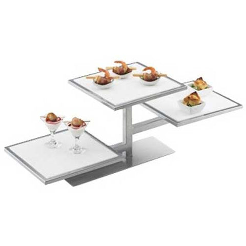 Cal Mil Silver One by One Three Tiered Riser, 32.25 x 13 x 10.5 inch.