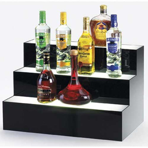 Cal Mil Under Lit Acrylic 3 Step Bottle Display Riser, 24 x 14.5 x 15.5 inch.
