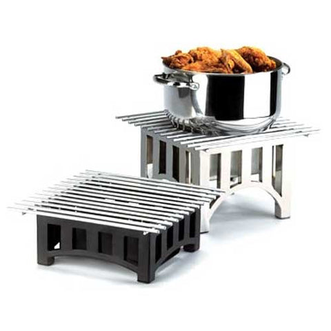 Cal Mil Mission Black Bridge Style Square Chafer Alternative with Grill, 12 x 12 x 7.5 inch.
