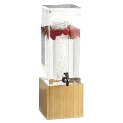 Cal Mil 1.5 Gallon Bamboo Acrylic Beverage Dispenser Ice Chamber, 8.125 x 9.75 x 17.75 inch.