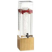 Cal Mil 3 Gallon Bamboo Acrylic Beverage Dispenser with Ice Chamber, 8.125 x 9.75 x 25.75 inch.
