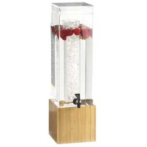 Cal Mil 3 Gallon Bamboo Acrylic Beverage Dispenser with Ice Chamber, 8.125 x 9.75 x 25.75 inch.