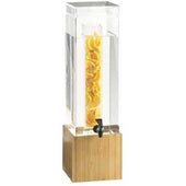 Cal Mil 3 Gallon Square Bamboo Acrylic Beverage Dispenser with Infusion Chamber, 8.125 x 9.75 x 17.75 inch.