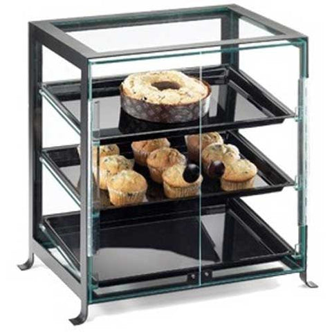 Cal Mil Soho Black Green Glass Acrylic Attendant Serve Display Case, 21.25 x 15.625 x 20.75 inch.
