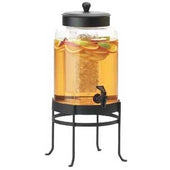 Cal Mil Black Base Soho Round Glass Beverage Dispenser with Ice Chamber, 10 x 12 x 20.5 inch.