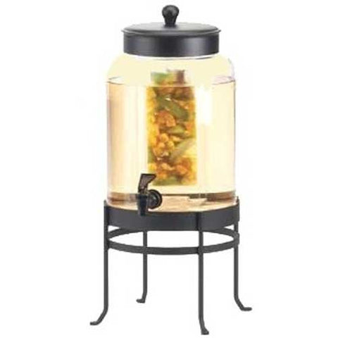 Cal Mil Black Base Soho Round Glass Beverage Dispenser with Infusion Chamber, 10 x 12 x 20.5 inch.