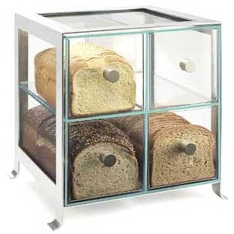 Cal Mil Silver Soho 4 Drawer Bread Case, 14 x 13 x 14.125 inch.