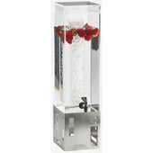 Cal Mil Stainless Steel Base Squared Acrylic Beverage Dispenser with Ice Chamber, 7.5 x 9.5 x 17.75 inch.