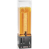 Cal Mil Black Base Squared Acrylic Beverage Dispenser with Infusion Chamber, 7.375 x 9.375 x 25.75 inch.