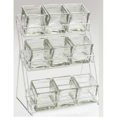 Cal Mil Silver Iron 9 Glass Jar Display, 13 x 9.5 x 17.5 inch.