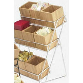 Cal Mil Bamboo 9 Bin Silver Iron 3 Tiered Display, 13 x 9.5 x 17.5 inch.