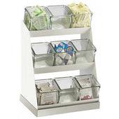Cal Mil Luxe White Stainless Steel Nine Bin/Jar Condiment Display, 12.125 x 9 x 15.5 inch.