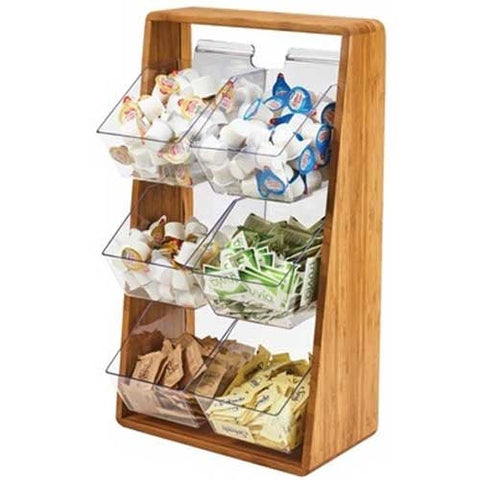 Cal Mil Bamboo Removable 6 Compartment Condiment Holder, 13.25 x 7 x 23.25 inch.