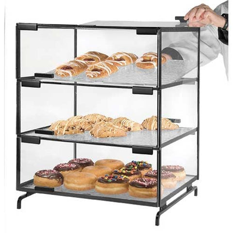 Cal Mil Black 3 Level Pastry Case, 16 x 20 x 23 inch.