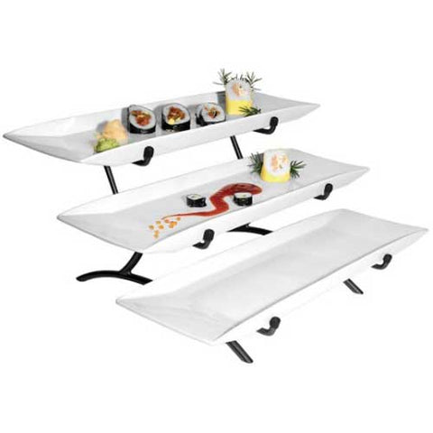 Cal Mil Black Prestige Porcelain Wide Frame 3 Tier Display, 23 x 18 x 12 inch.