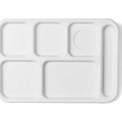 Cambro Black Camwear 6 Compartment School Tray, 14 1/2 x 10 x 3/4 inch -- 24 per case.