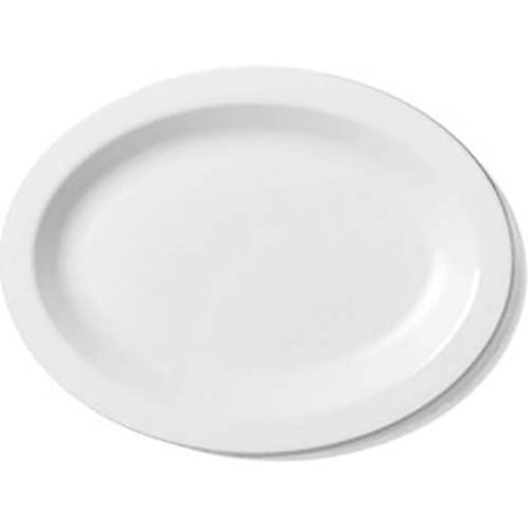 Cambro Camwear White Narrow Rim Oval Platter, 12 inch Diameter -- 24 per case.