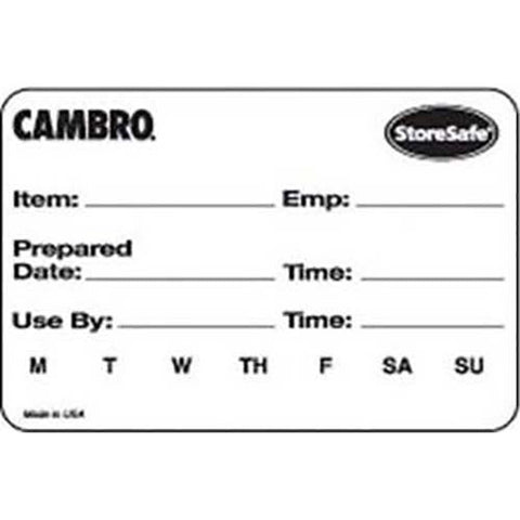 Cambro StoreSafe 3 x 2 inch Food Rotation Label - Bulk Dispenser Pack, 250 labels per roll -- 24 rolls per case.