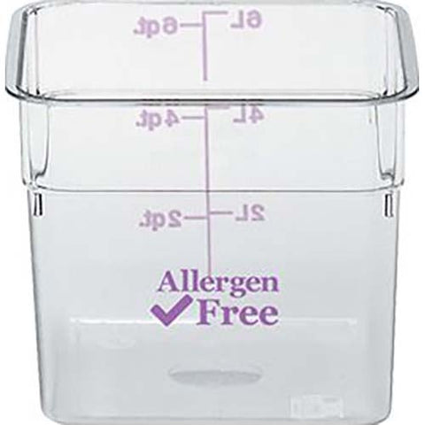 Cambro Camwear CamSquares Polycarbonate Allergen Free Purple Food Storage Container, 4 Quart -- 6 per case.
