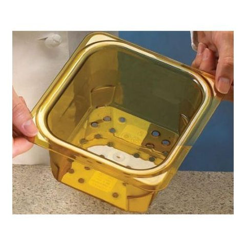 Cambro H Pan Amber 1/6 Size Colander Pan, 5 inch Depth -- 6 per case.