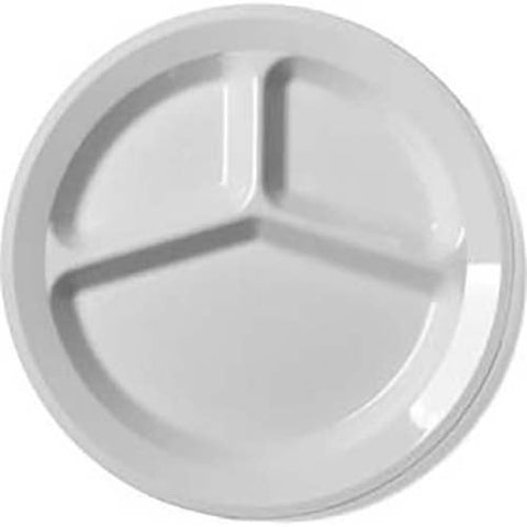 Cambro Camwear Black Narrow Rim Three Compartment Plate, 9 inch Diameter -- 48 per case.