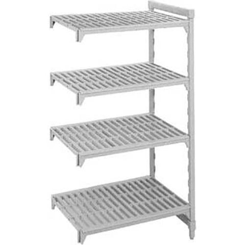 Cambro Brushed Graphite Basics Plus 4 Shelf Add-On Units Vented Shelves with 3 Vented Plus 1 Solid, 18 x 30 x 64 inch.