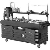 Cambro Navy Blue CamKiosk Cart with 4 Countertop Food Pan Wells, 85 1/8 x 70 1/2 x 33 1/2 inch.