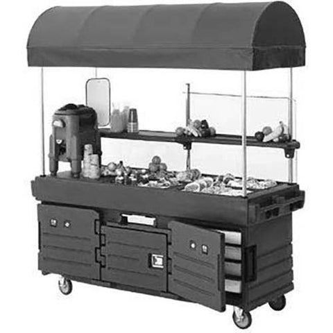 Cambro Black Base with Granite Gray Door CamKiosk Cart with 4 Countertop Food Pan Wells, 85 1/8 x 94 x 33 1/2 inch.