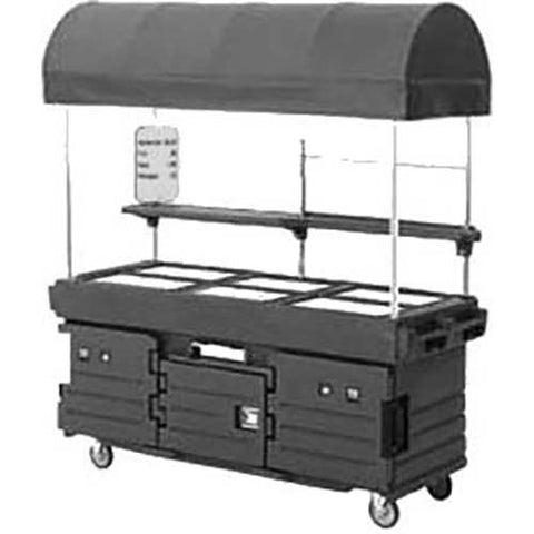 Cambro Granite Gray CamKiosk Cart with 6 Countertop Food Pan Wells, 85 1/8 x 94 x 33 1/2 inch.
