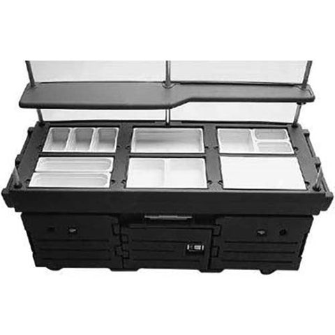 Cambro Granite Green CamKiosk Cart with 6 Countertop Food Pan Wells, 85 1/8 x 94 x 33 1/2 inch.