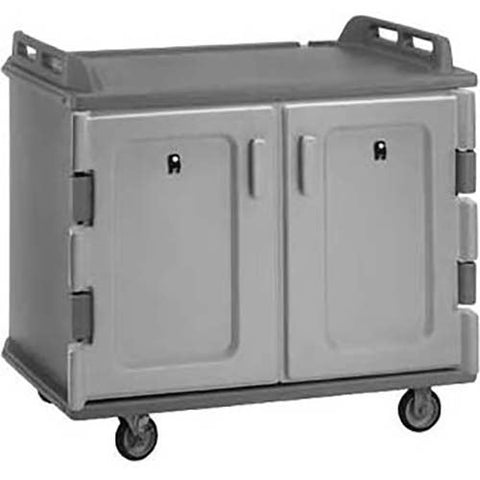 Cambro Granite Sand Low Profile Double Door Double Compartment 20 Tray Meal Delivery Cart, 48 1/2 x 44 x 32 1/2 inch.