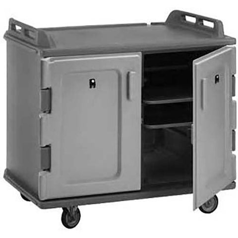 Cambro Granite Green Low Profile Double Door Double Compartment 20 Tray Meal Delivery Cart, 55 1/8 x 43 1/4 x 38 inch.