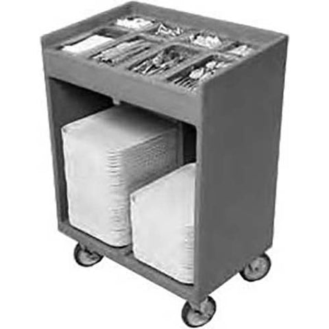 Cambro Granite Gray Tray and Silverware Cart with Pan and Vinyl Cover, 32 3/8 x 21 1/4 x 45 1/2 inch.