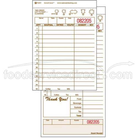 National Checking Company Carbonless Guest Check Board - 2 Part Tan, 15 Line, 4.20 x 8.5 inch -- 2000 per case.