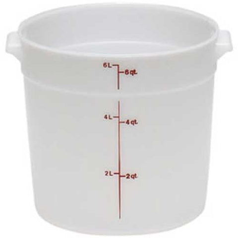 White Round Plastic Container, White, 6 Quart -- 12 per case